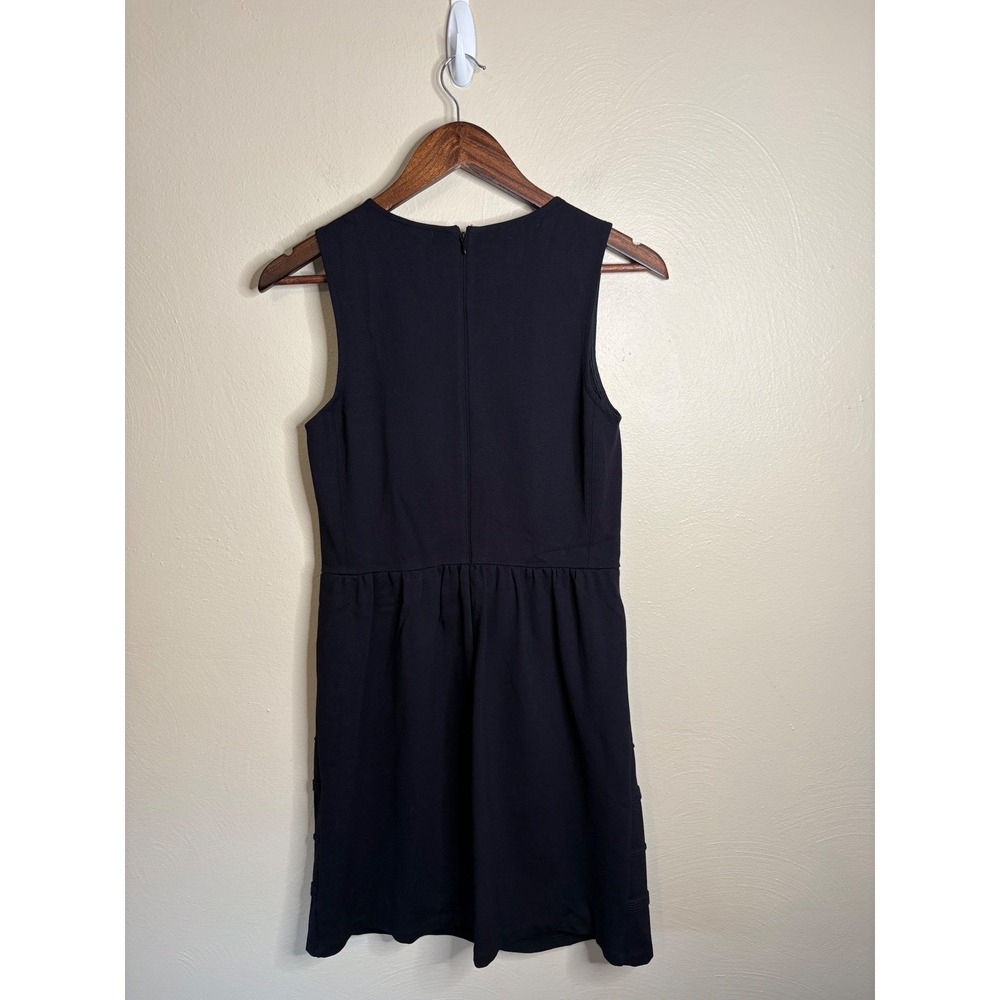J.Crew Ponte Fit Flare Dress Womens 4 Black Pintuck Tiered Sleeveless Minimalist - Picture 5 of 10